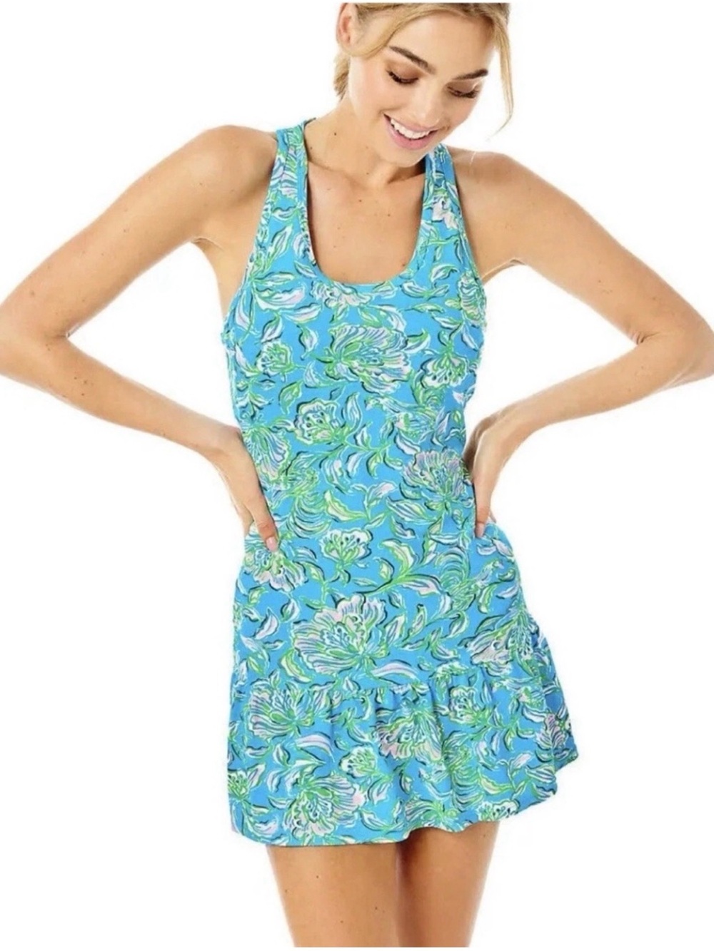 NWT LILLY PULITZER Mixed Doubles Dress UPF+50, Cumulus Blue/Chick 🐥 Magnet 🐓